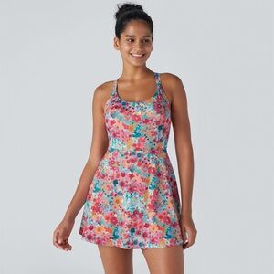 Backless Twisted Floral Print Active Dress